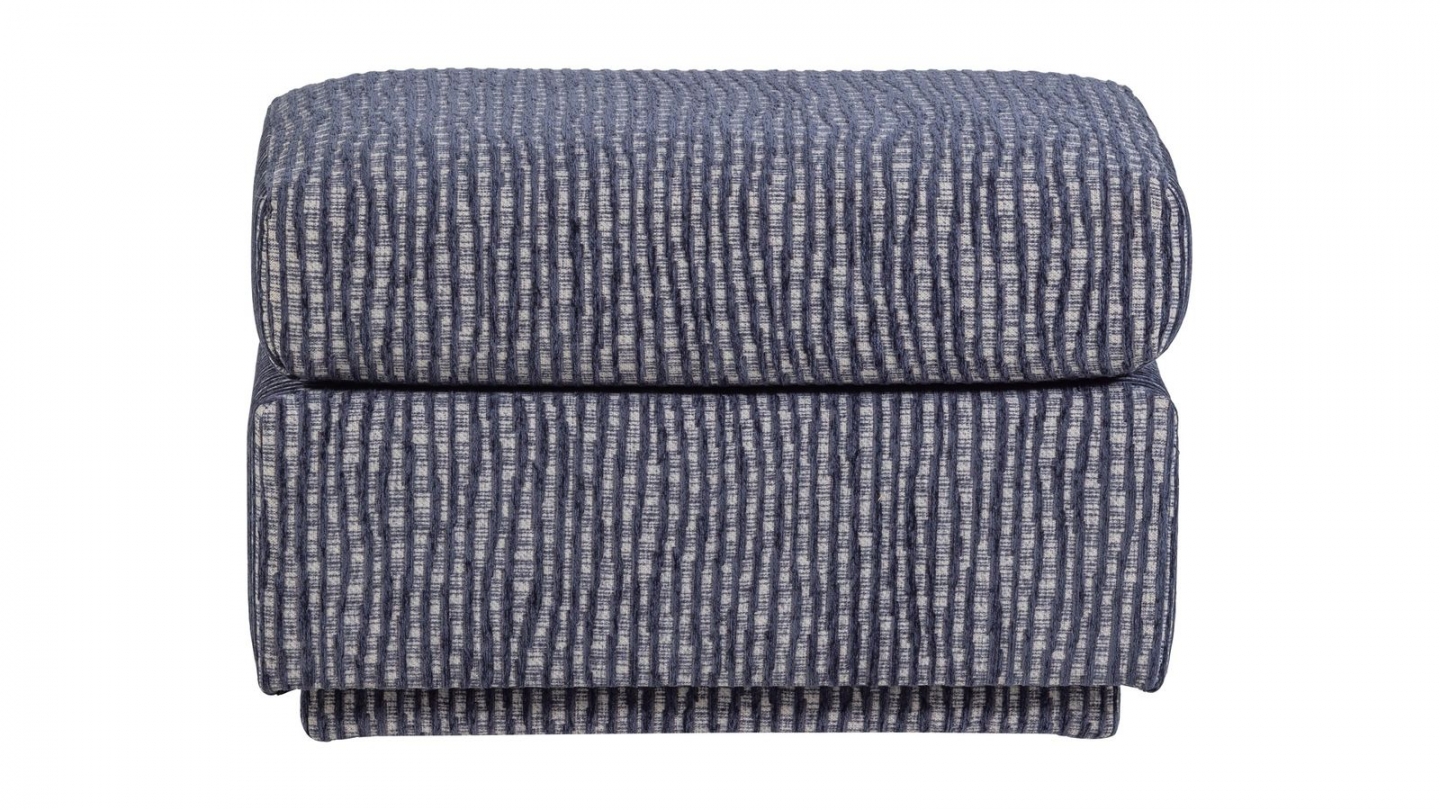 Pouf en tissu à motifs rayés gris/bleu - Lou Pouf en tissu à motifs rayés gris/bleu - Lou
