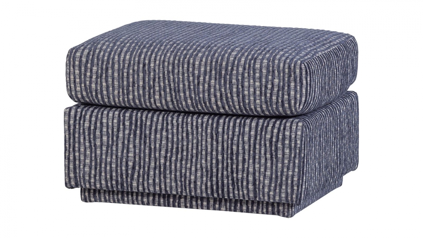 Pouf en tissu à motifs rayés gris/bleu - Lou Pouf en tissu à motifs rayés gris/bleu - Lou