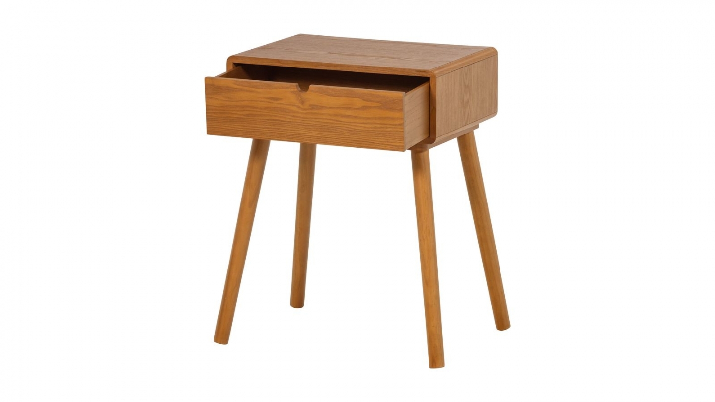 Table de chevet rétro scandinave 1 tiroir en bois 36 cm - Nelo Table de chevet rétro scandinave 1 tiroir en bois 36 cm - Nelo