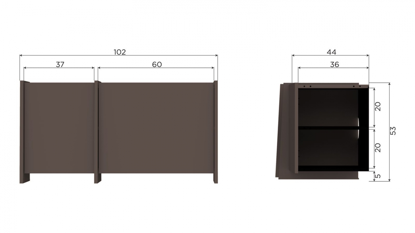 Meuble TV en placage frêne brun moyen 102 cm - Brock Meuble TV en placage frêne brun moyen 102 cm - Brock