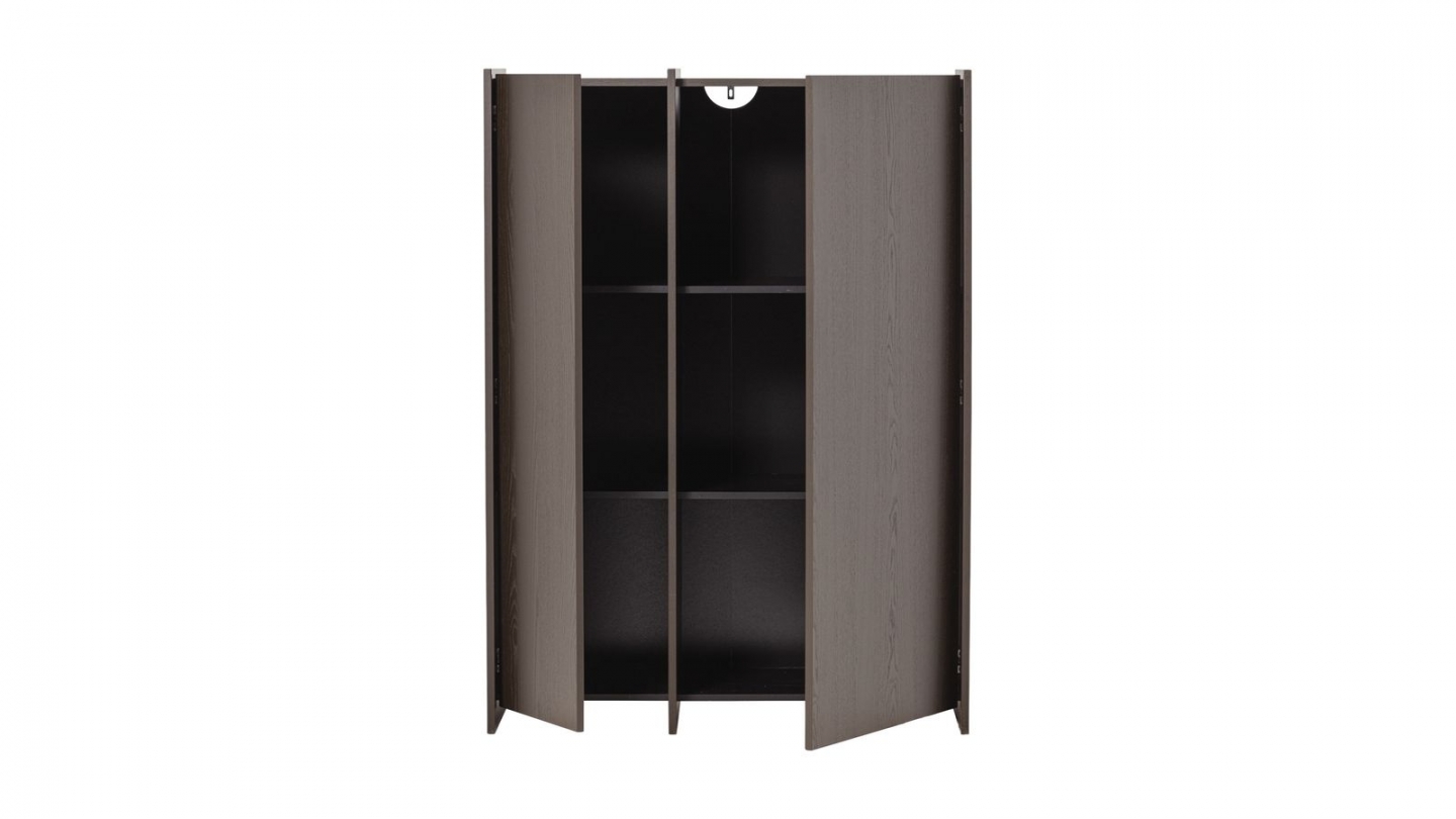 Buffet haut 2 portes en placage frêne brun moyen 102 cm - Brock Buffet haut 2 portes en placage frêne brun moyen 102 cm - Brock
