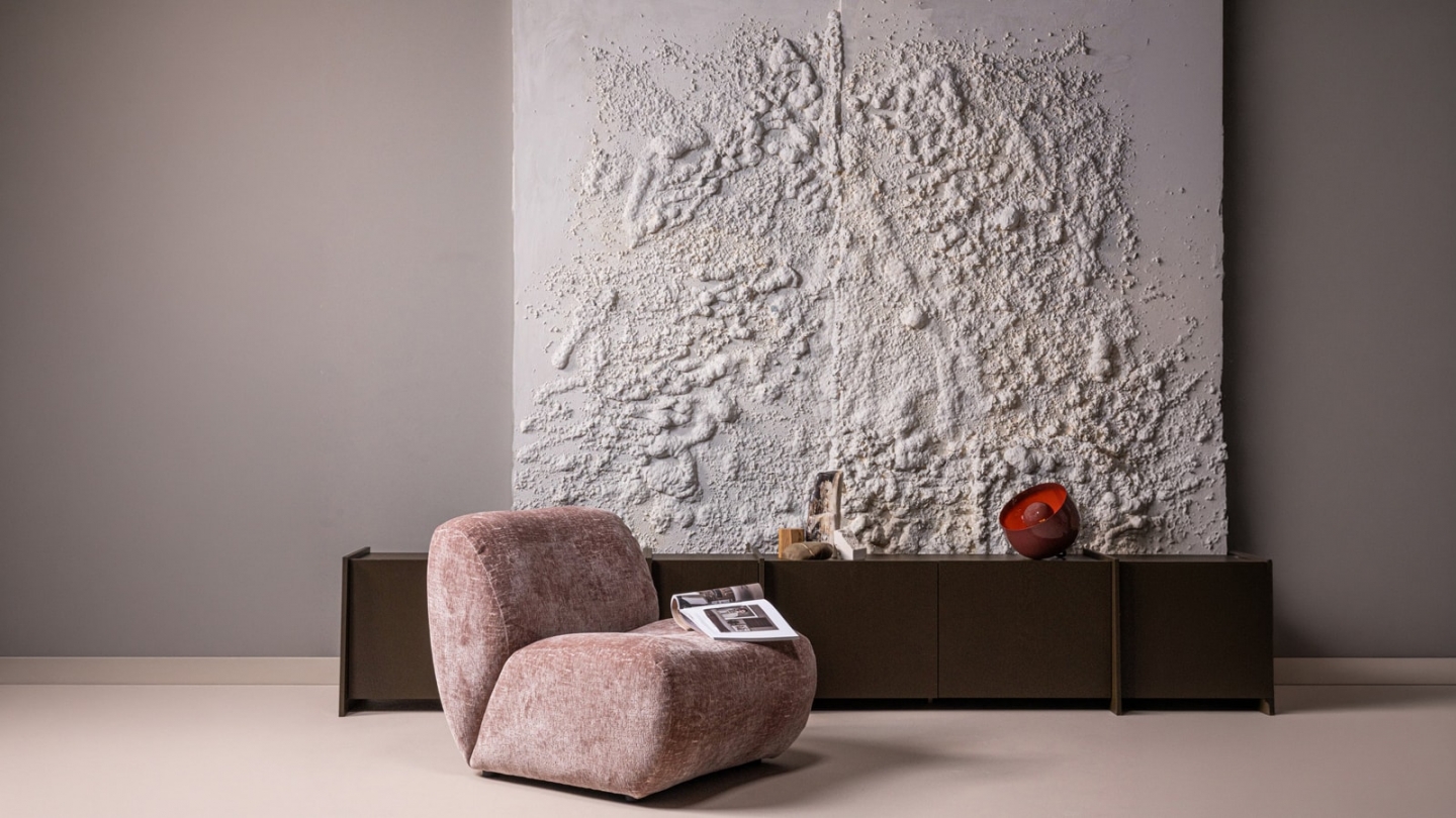 Fauteuil en velours effet craquelé rose poudré - Nomu Fauteuil en velours effet craquelé rose poudré - Nomu