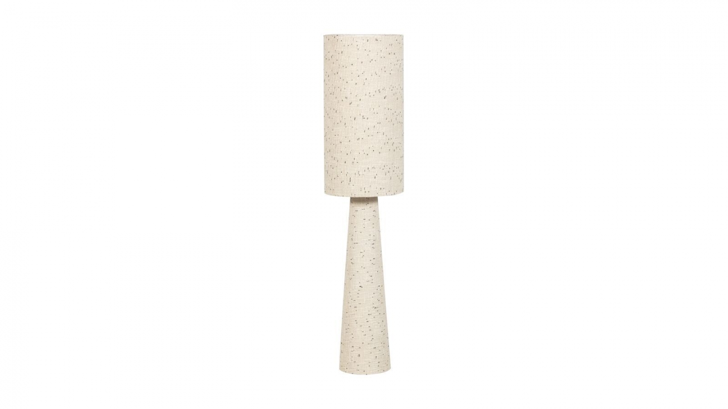 Lampadaire en métal et tissu bouclé beige à pois noirs - Loft Lampadaire en métal et tissu bouclé beige à pois noirs - Loft