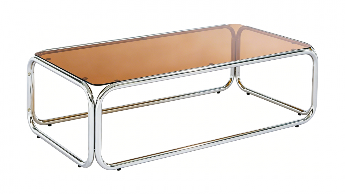 Table basse rectagulaire en acier et verre trempé fumé 120x60 cm - Spritz Table basse rectagulaire en acier et verre trempé fumé 120x60 cm - Spritz