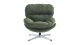 Fauteuil pivotant en tissu bouclé vert kaki et piètement chromé - Oli
