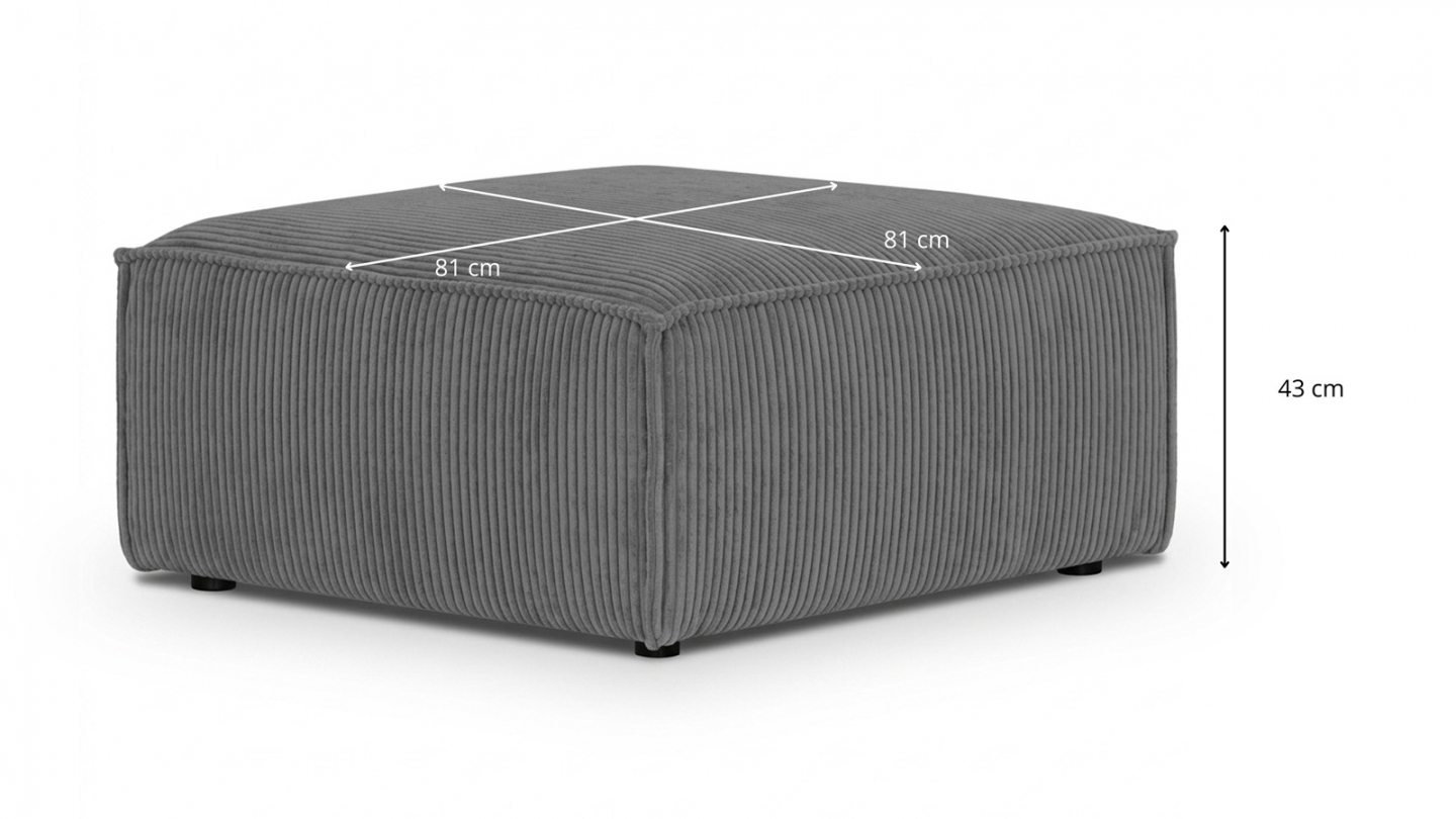 Pouf en velours côtelé gris anthracite - Livia Pouf en velours côtelé gris anthracite - Livia