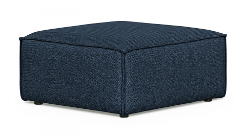 Pouf en tissu chenille bleu foncé - Livia