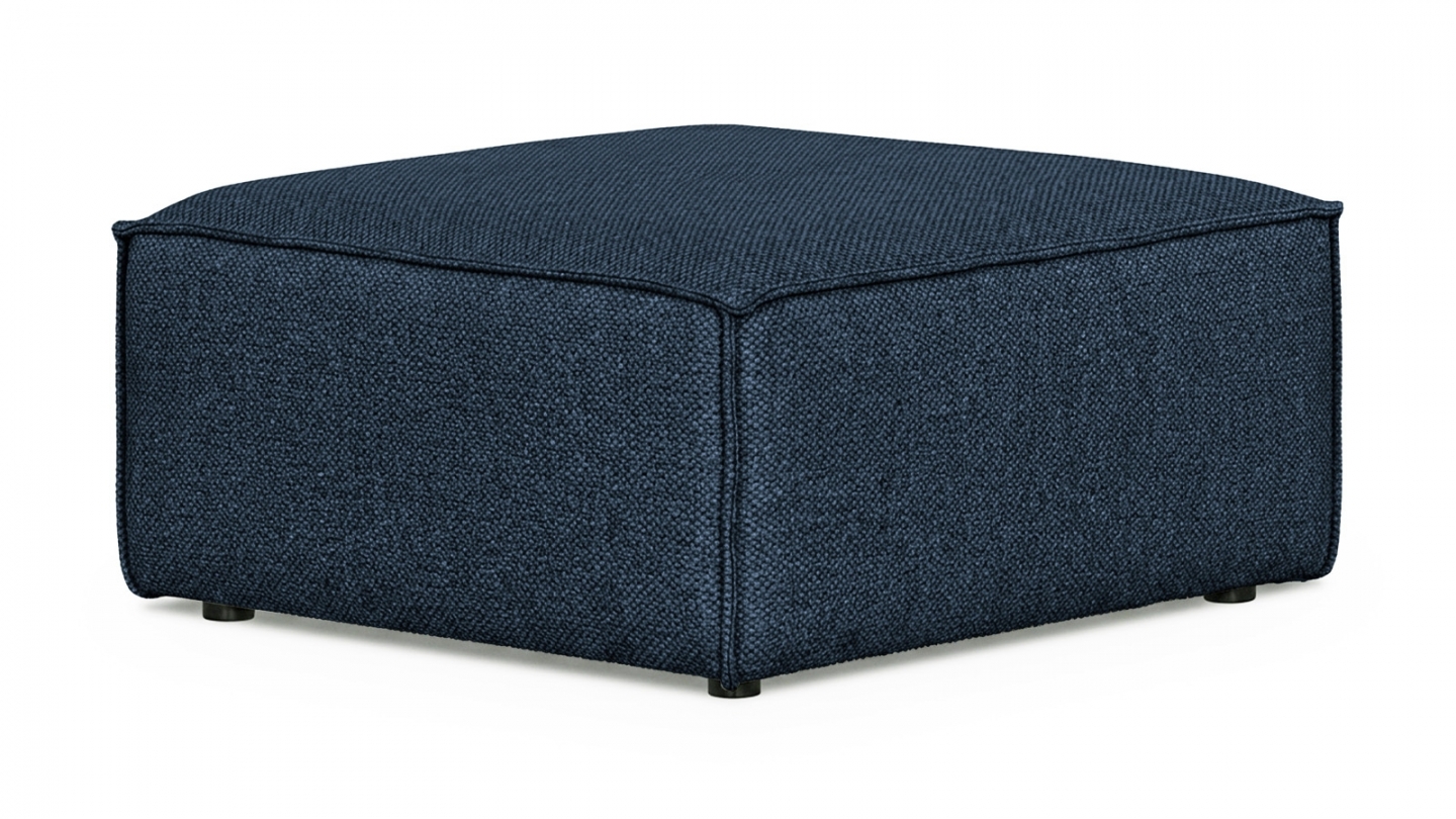 Pouf en tissu chenille bleu foncé - Asti Pouf en tissu chenille bleu foncé - Asti