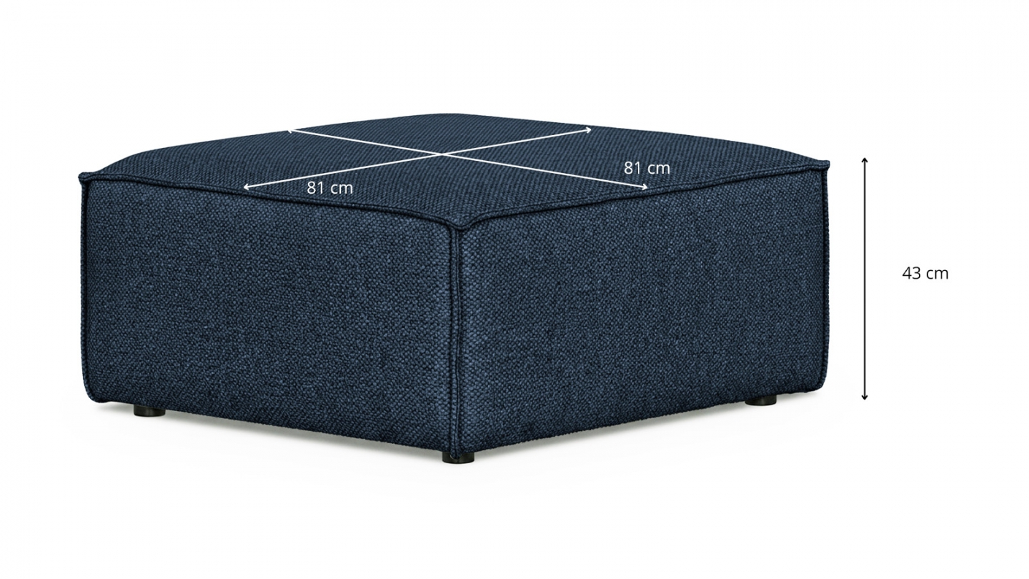 Pouf en tissu chenille bleu foncé - Emma Pouf en tissu chenille bleu foncé - Emma