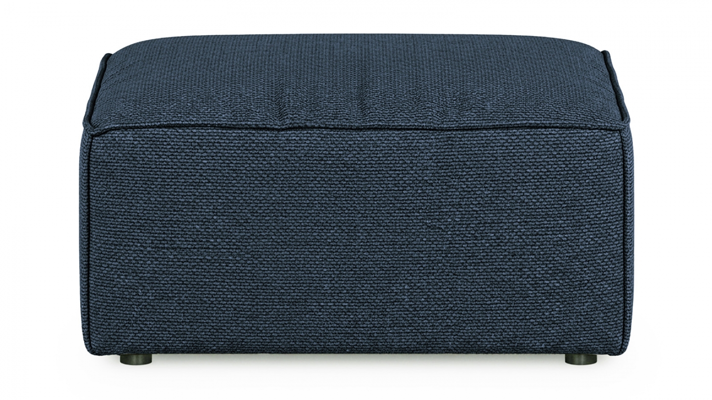 Pouf en tissu chenille bleu foncé - Emma Pouf en tissu chenille bleu foncé - Emma