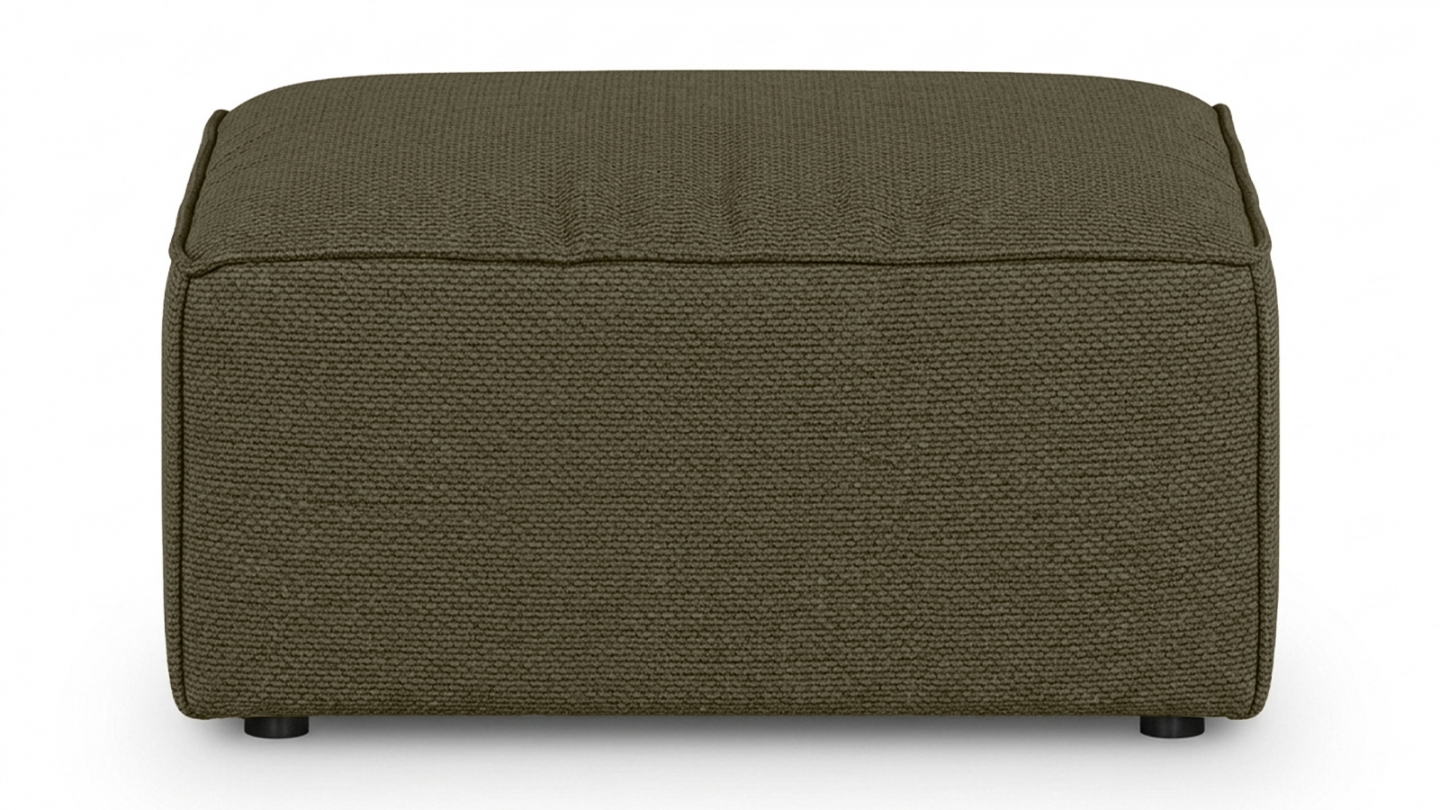 Pouf en tissu chenille vert kaki - Emma Pouf en tissu chenille vert kaki - Emma