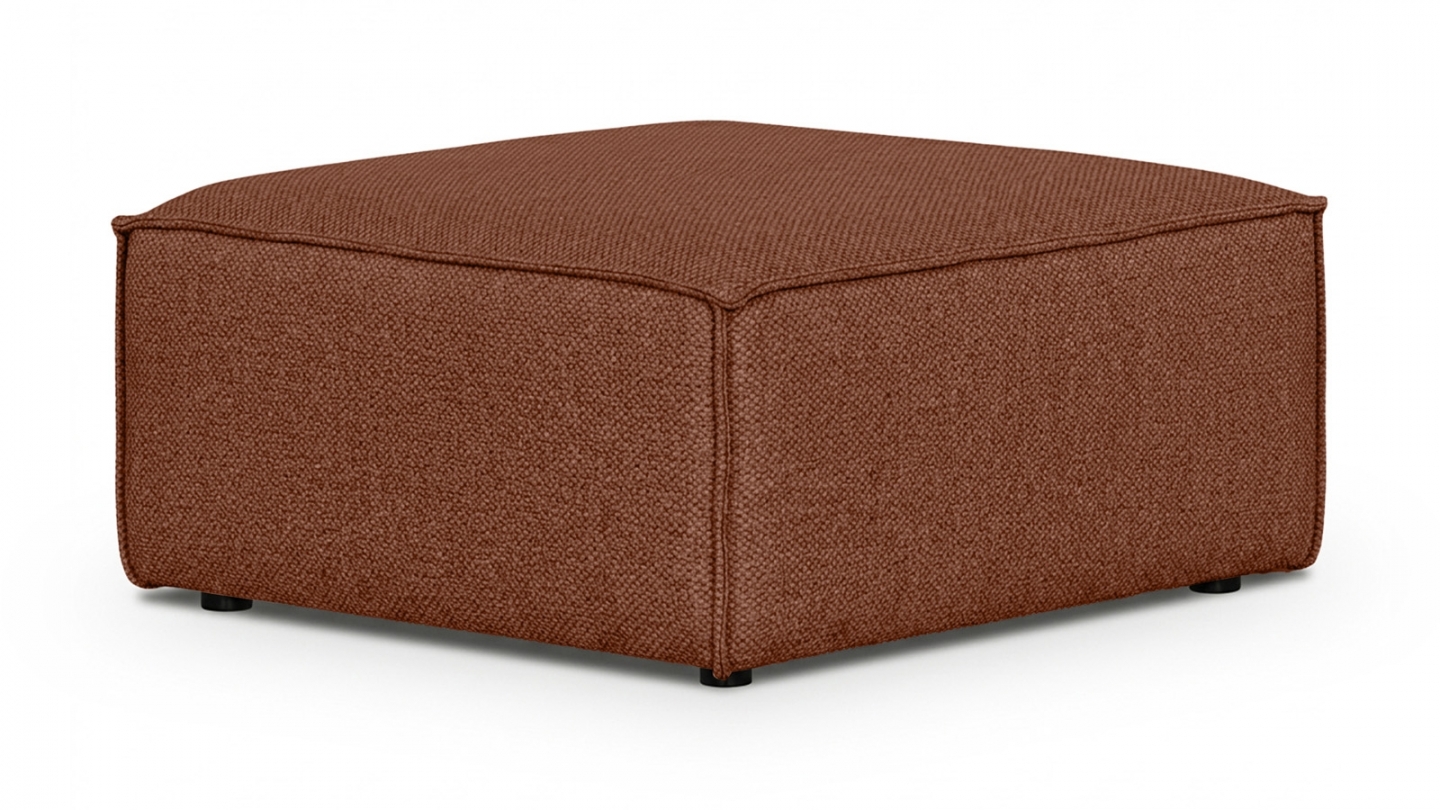Pouf en tissu chenille rouille foncé - Emma Pouf en tissu chenille rouille foncé - Emma