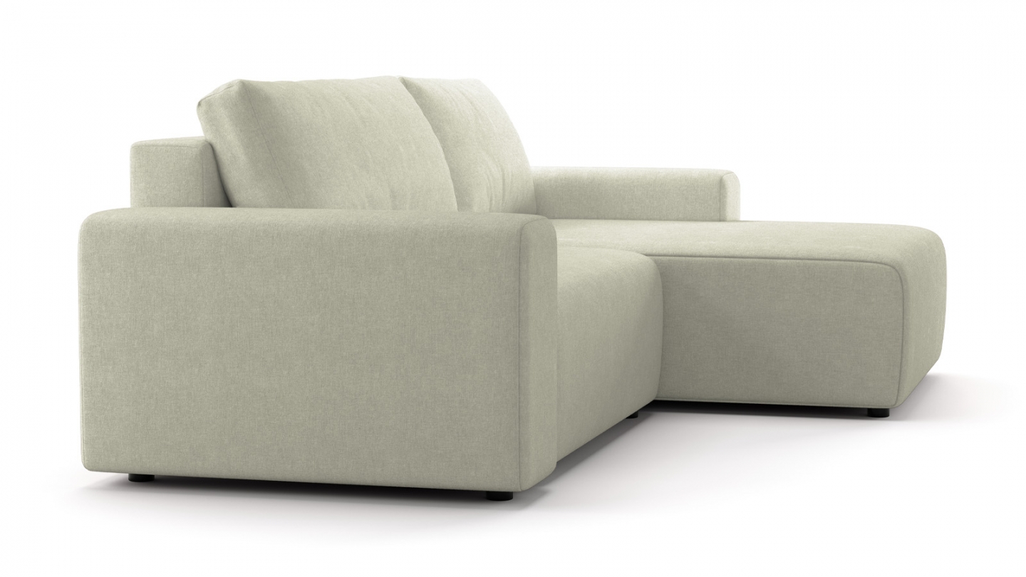 Canapé d'angle réversible convertible 5 places en tissu chenille beige - Luno Canapé d'angle réversible convertible 5 places en tissu chenille beige - Luno