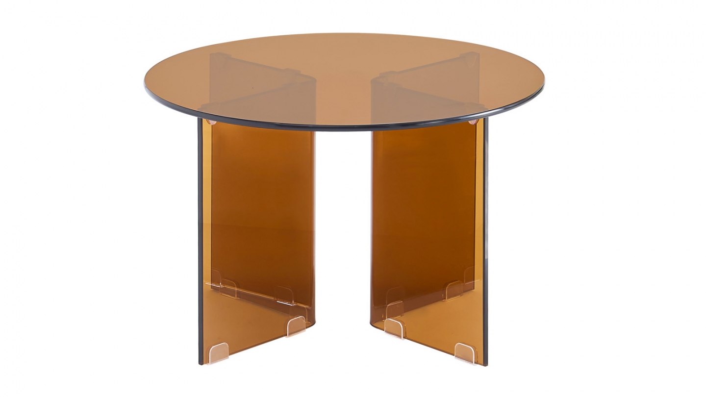 Table basse ronde en verre trempé fumé Ø60 cm - Vibe Table basse ronde en verre trempé fumé Ø60 cm - Vibe