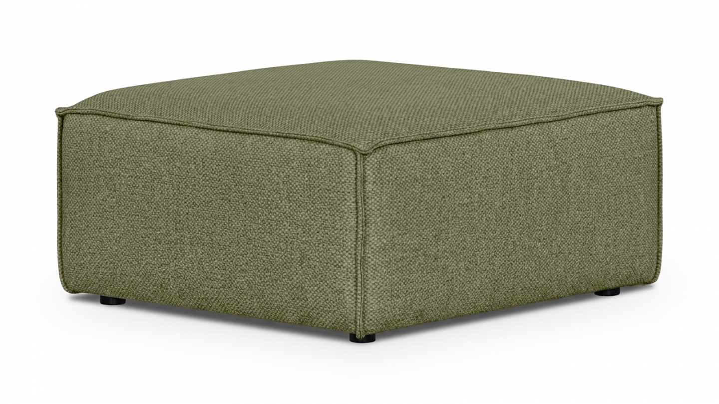 Pouf en tissu chenille vert olive - Asti Pouf en tissu chenille vert olive - Asti