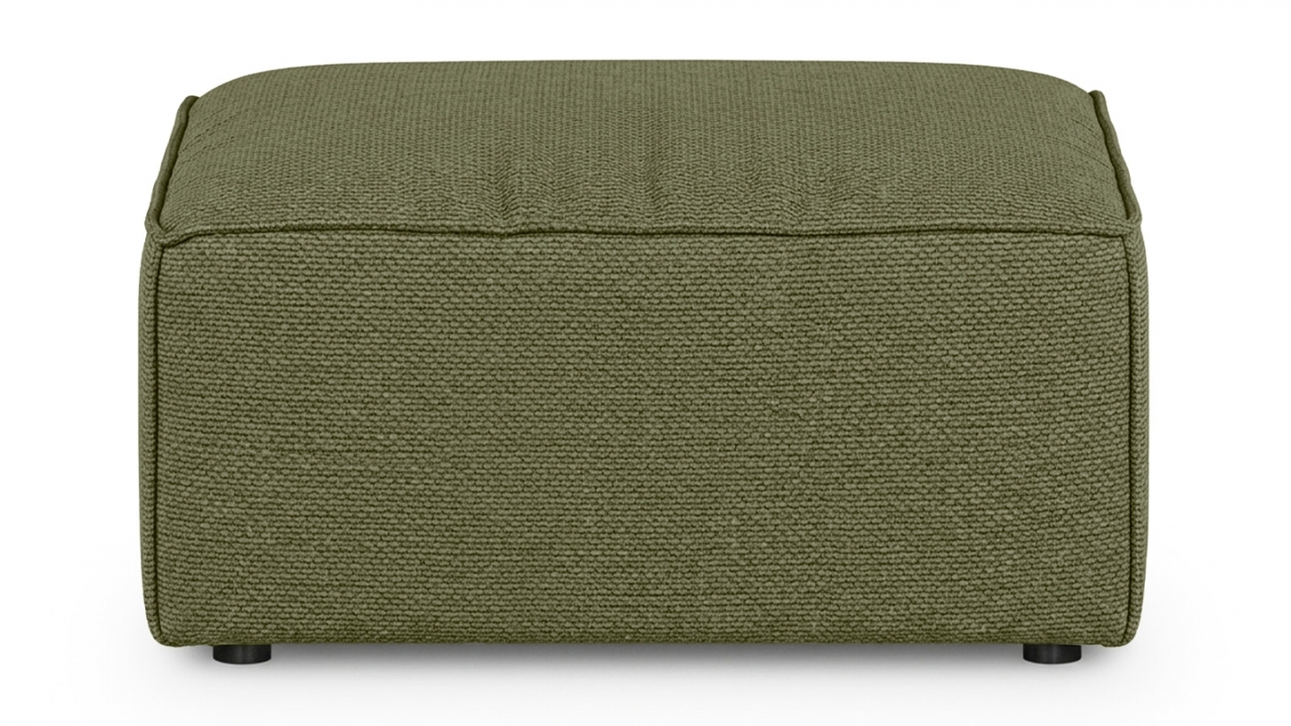 Pouf en tissu chenille vert olive - Asti Pouf en tissu chenille vert olive - Asti