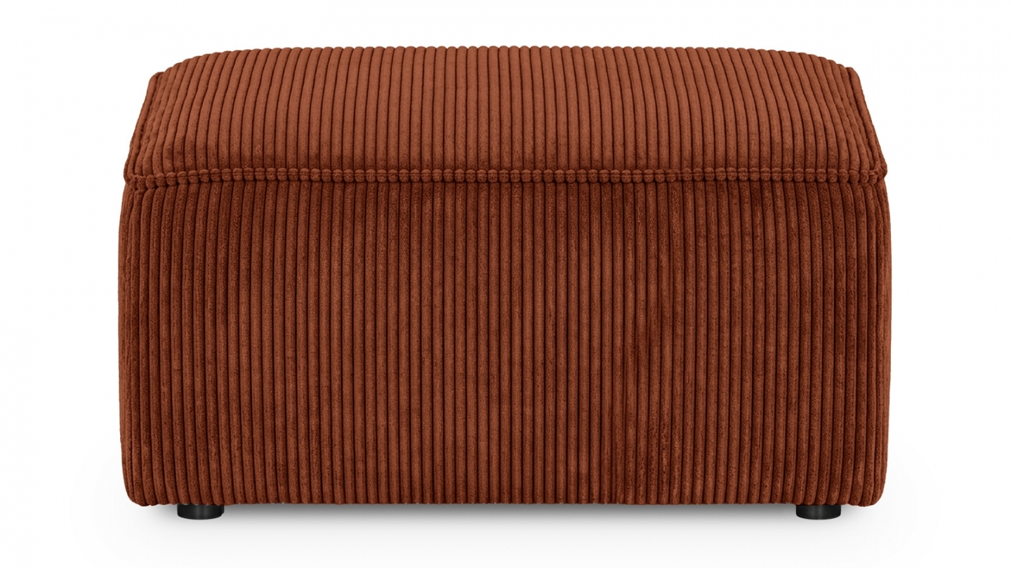 Pouf en velours côtelé rouille foncé - Livia Pouf en velours côtelé rouille foncé - Livia