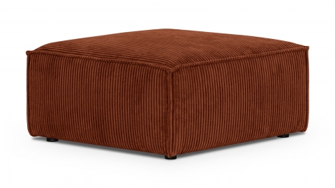 Pouf en velours côtelé rouille foncé - Livia