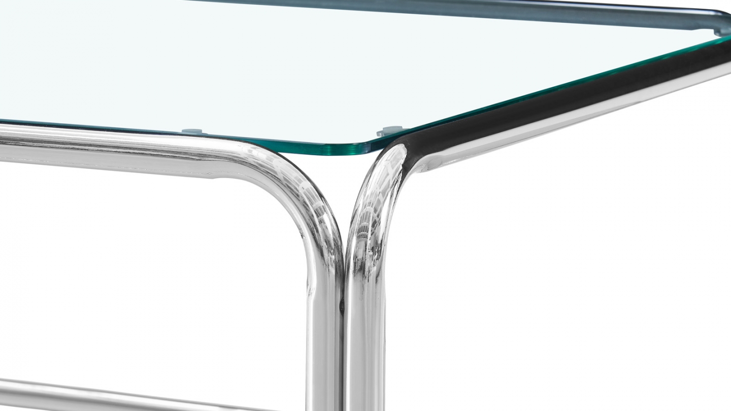 Table basse carrée en acier chromé et verre trempé 85x85 cm - Spritz Table basse carrée en acier chromé et verre trempé 85x85 cm - Spritz