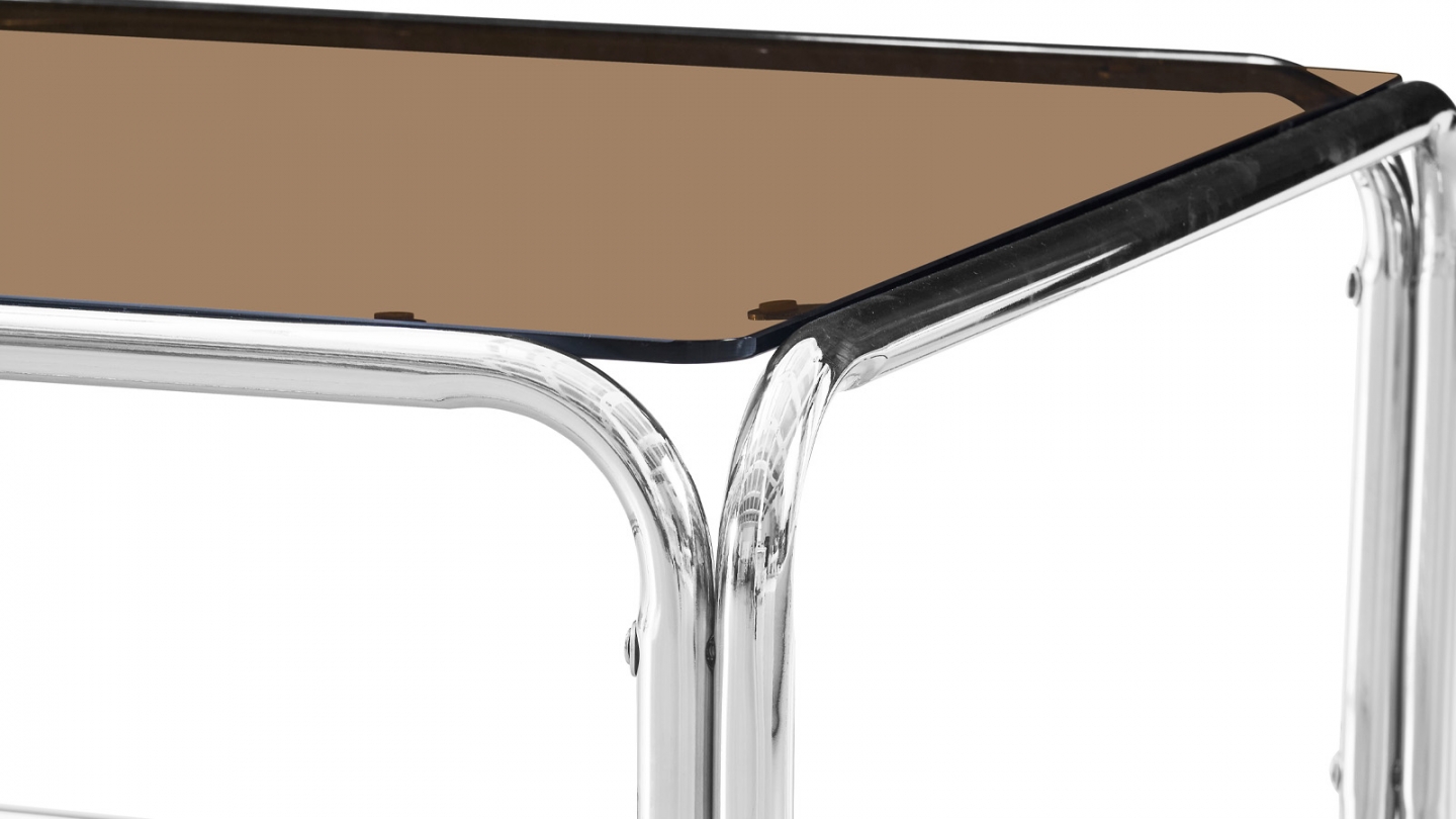 Table basse carrée en acier chromé et verre fumé 85x85 cm - Spritz Table basse carrée en acier chromé et verre fumé 85x85 cm - Spritz