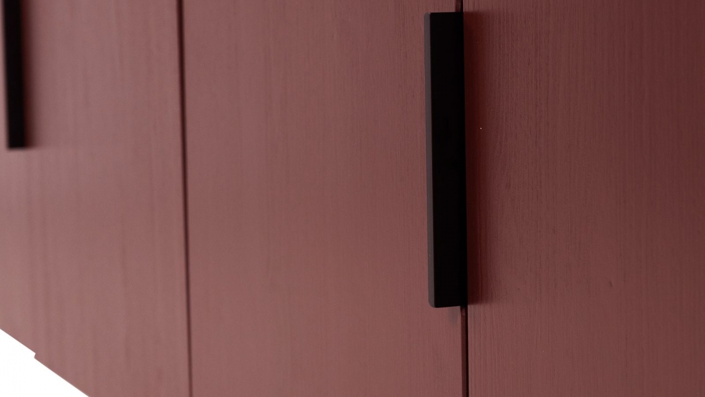 Meuble TV en pin cannelé bordeaux 200 cm - Gunnar Meuble TV en pin cannelé bordeaux 200 cm - Gunnar