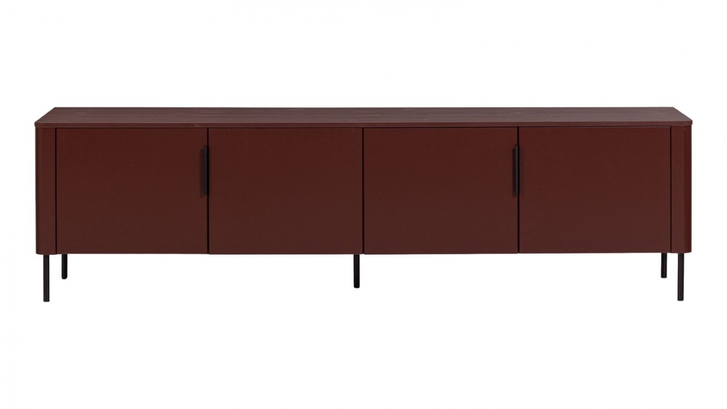 Meuble TV en pin cannelé bordeaux 200 cm - Gunnar Meuble TV en pin cannelé bordeaux 200 cm - Gunnar