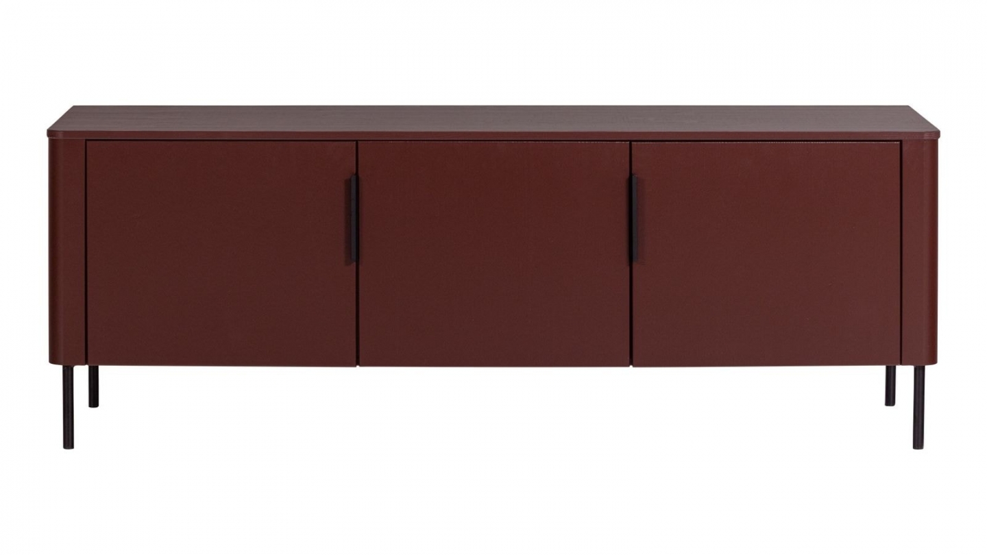 Meuble TV en pin cannelé bordeaux 154 cm - Gunnar Meuble TV en pin cannelé bordeaux 154 cm - Gunnar