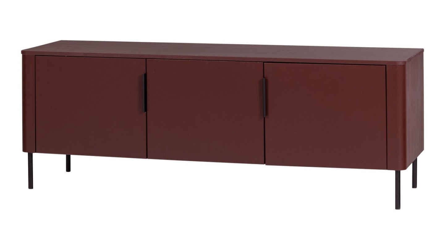Meuble TV en pin cannelé bordeaux 154 cm - Gunnar Meuble TV en pin cannelé bordeaux 154 cm - Gunnar