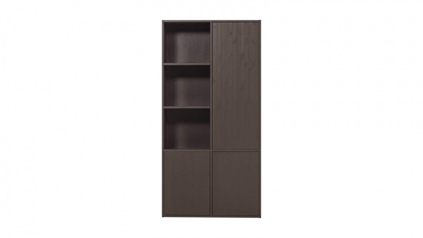 Buffet haut 3 portes - 3 niches à gauche - en pin cannelé brun moyen 108 cm - Meggy Buffet haut 3 portes - 3 niches à gauche - en pin cannelé brun moyen 108 cm - Meggy