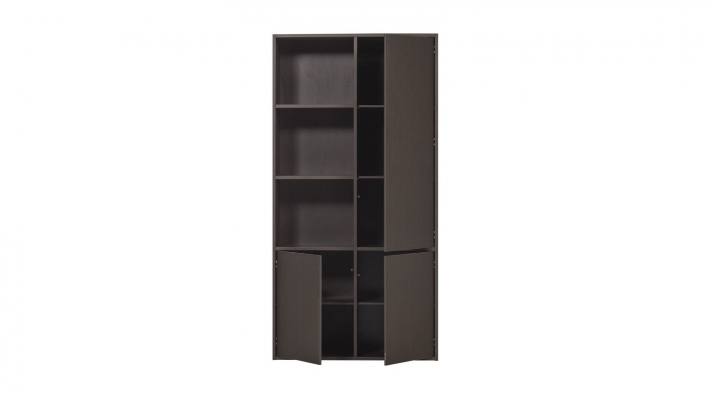 Buffet haut 3 portes - 3 niches à gauche - en pin cannelé brun moyen 108 cm - Meggy Buffet haut 3 portes - 3 niches à gauche - en pin cannelé brun moyen 108 cm - Meggy