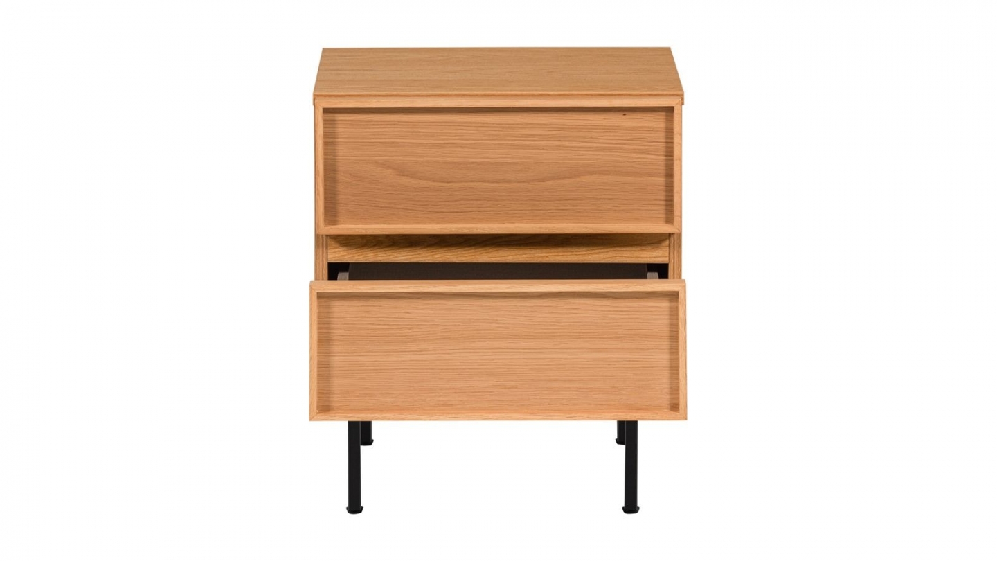 Table de chevet 2 tiroirs effet bois clair 45 cm - Tours Table de chevet 2 tiroirs effet bois clair 45 cm - Tours