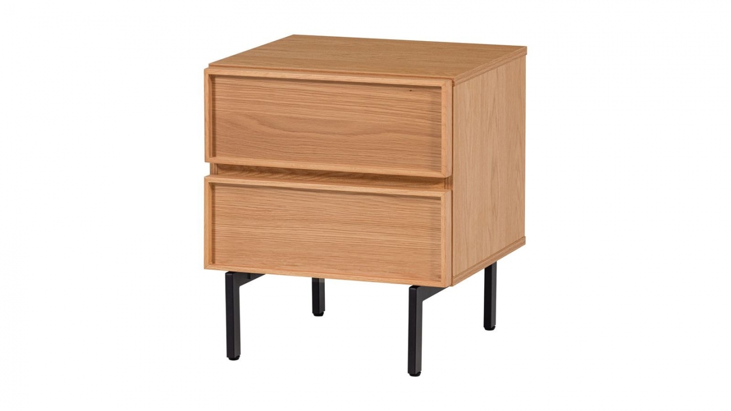 Table de chevet 2 tiroirs effet bois clair 45 cm - Tours Table de chevet 2 tiroirs effet bois clair 45 cm - Tours