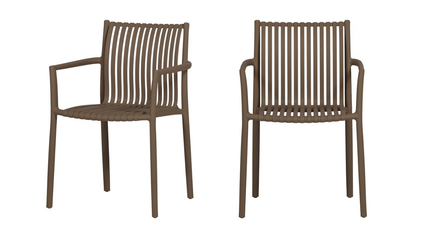 Lot de 2 chaises de jardin à lattes empilable marron - Easy going Lot de 2 chaises de jardin à lattes empilable marron - Easy going