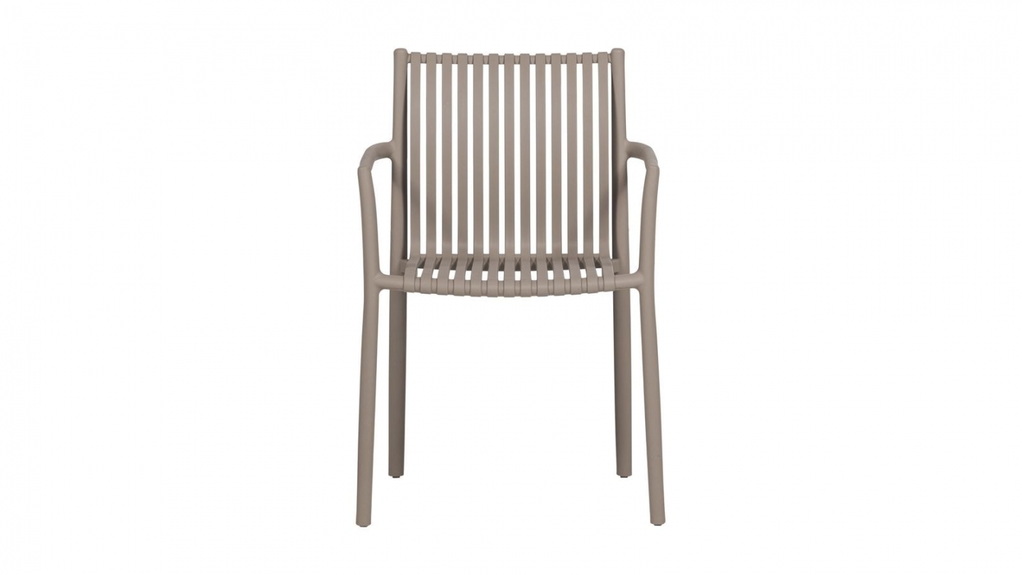 Lot de 2 chaises de jardin à lattes empilable sable - Easy going Lot de 2 chaises de jardin à lattes empilable sable - Easy going