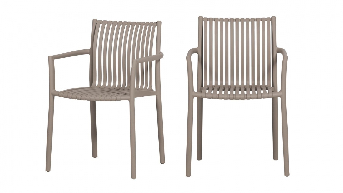 Lot de 2 chaises de jardin à lattes empilable sable - Easy going Lot de 2 chaises de jardin à lattes empilable sable - Easy going
