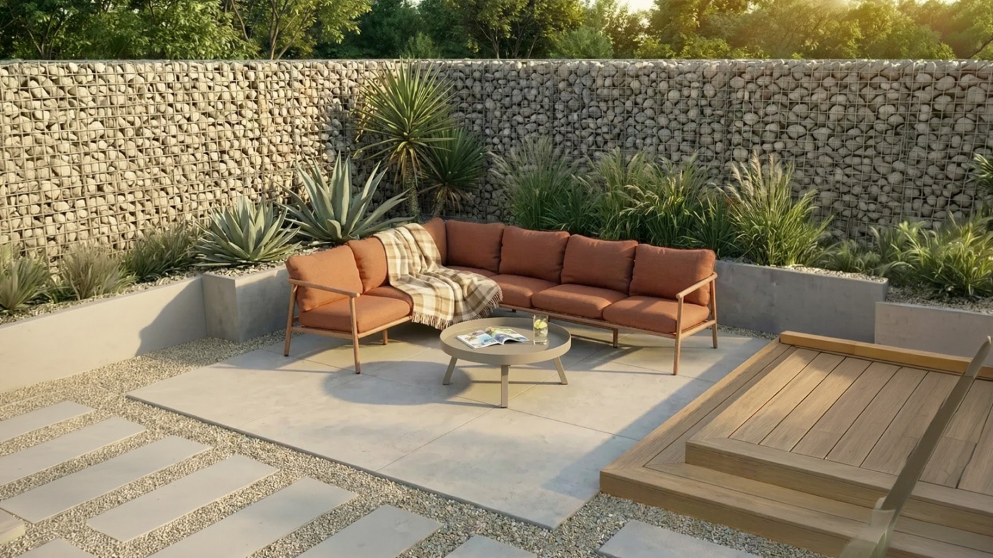 Salon de jardin d'angle modulable 5/6 places en aluminium terracotta - Cavero Salon de jardin d'angle modulable 5/6 places en aluminium terracotta - Cavero