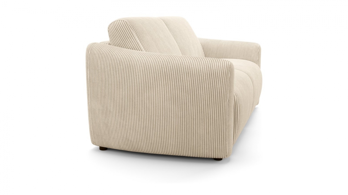 Canapé droit convertible 3 places en velours côtelé beige - ouverture express - Suzie Canapé droit convertible 3 places en velours côtelé beige - ouverture express - Suzie