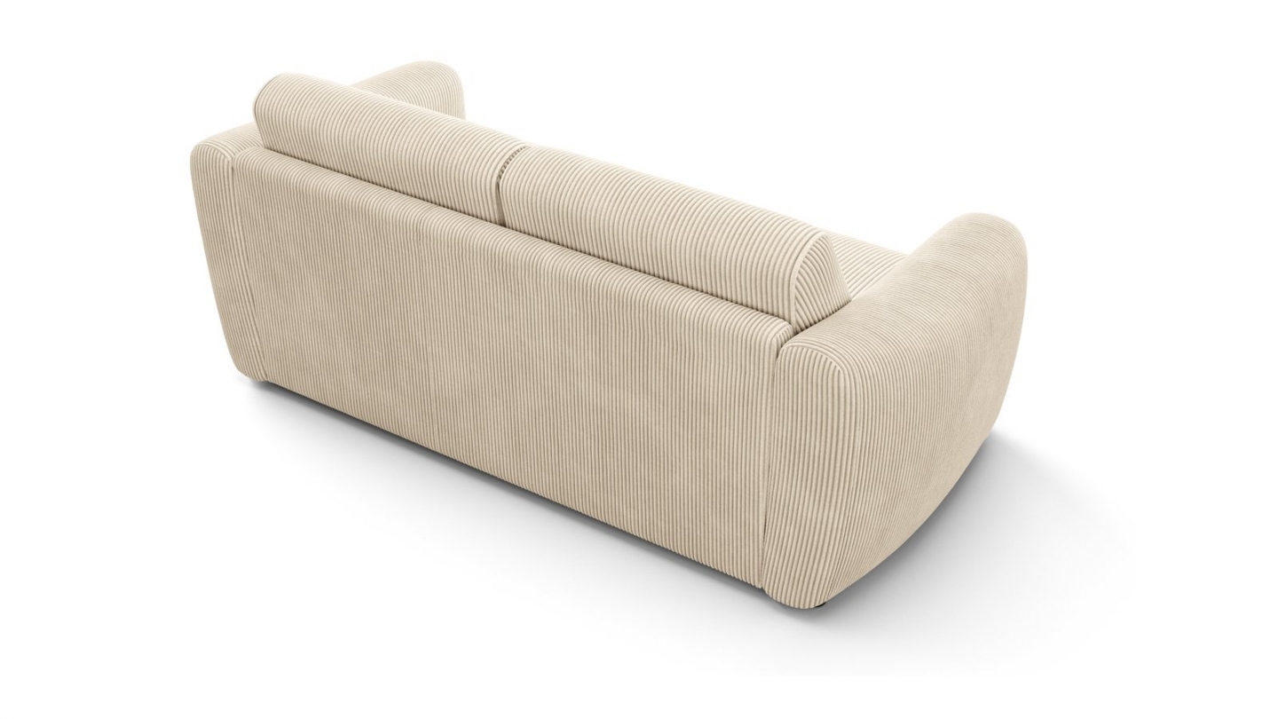 Canapé droit convertible 3 places en velours côtelé beige - ouverture express - Suzie Canapé droit convertible 3 places en velours côtelé beige - ouverture express - Suzie