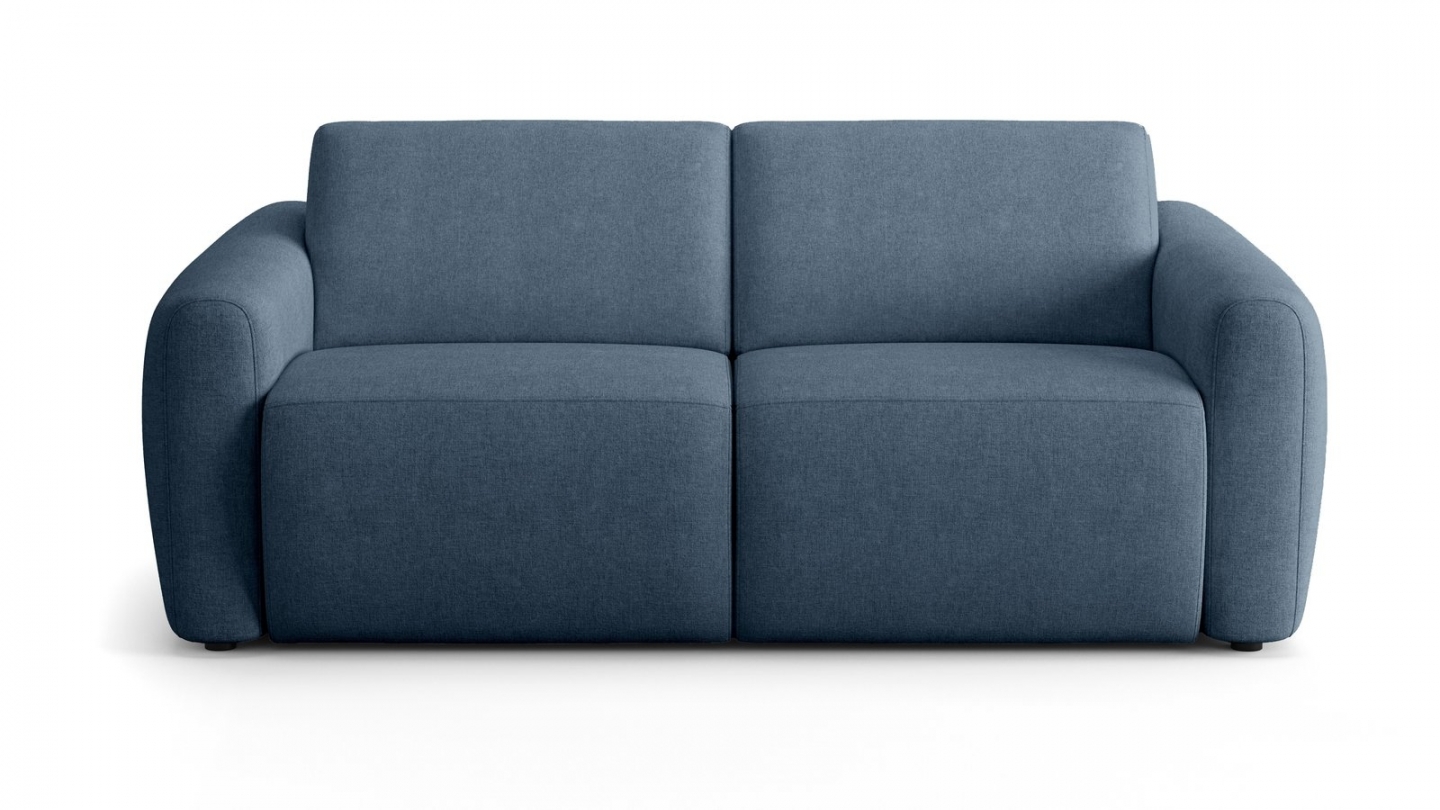Canapé droit convertible 3 places en tissu chenille bleu foncé - ouverture express - Suzie Canapé droit convertible 3 places en tissu chenille bleu foncé - ouverture express - Suzie