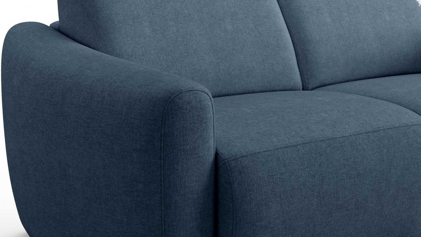Canapé droit convertible 3 places en tissu chenille bleu foncé - ouverture express - Suzie Canapé droit convertible 3 places en tissu chenille bleu foncé - ouverture express - Suzie