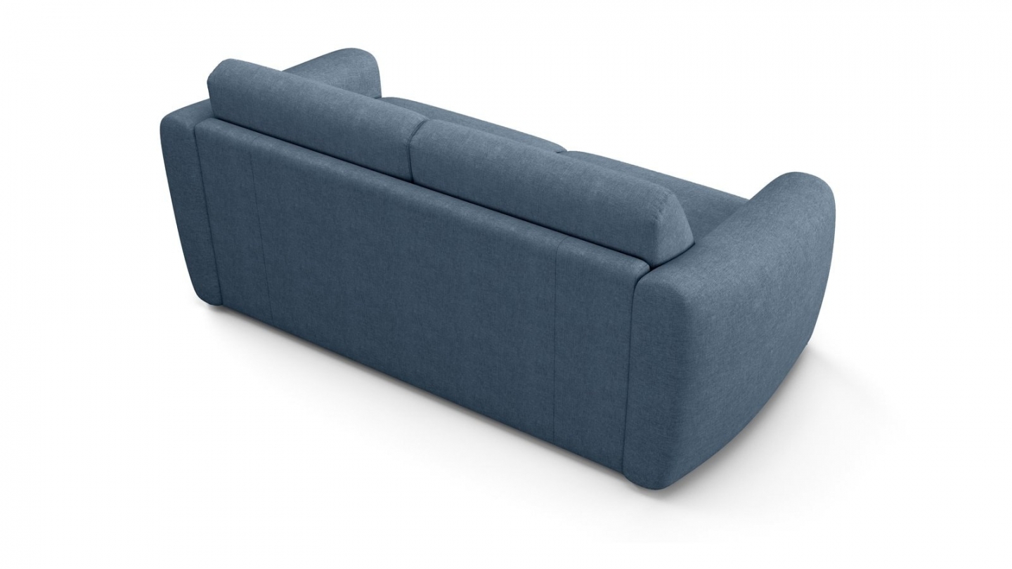 Canapé droit convertible 3 places en tissu chenille bleu foncé - ouverture express - Suzie Canapé droit convertible 3 places en tissu chenille bleu foncé - ouverture express - Suzie