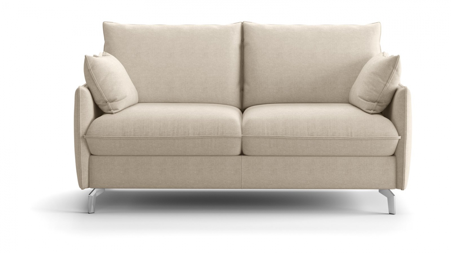 Canapé droit convertible 3 places en tissu chenille beige - ouverture express - Astoria Canapé droit convertible 3 places en tissu chenille beige - ouverture express - Astoria