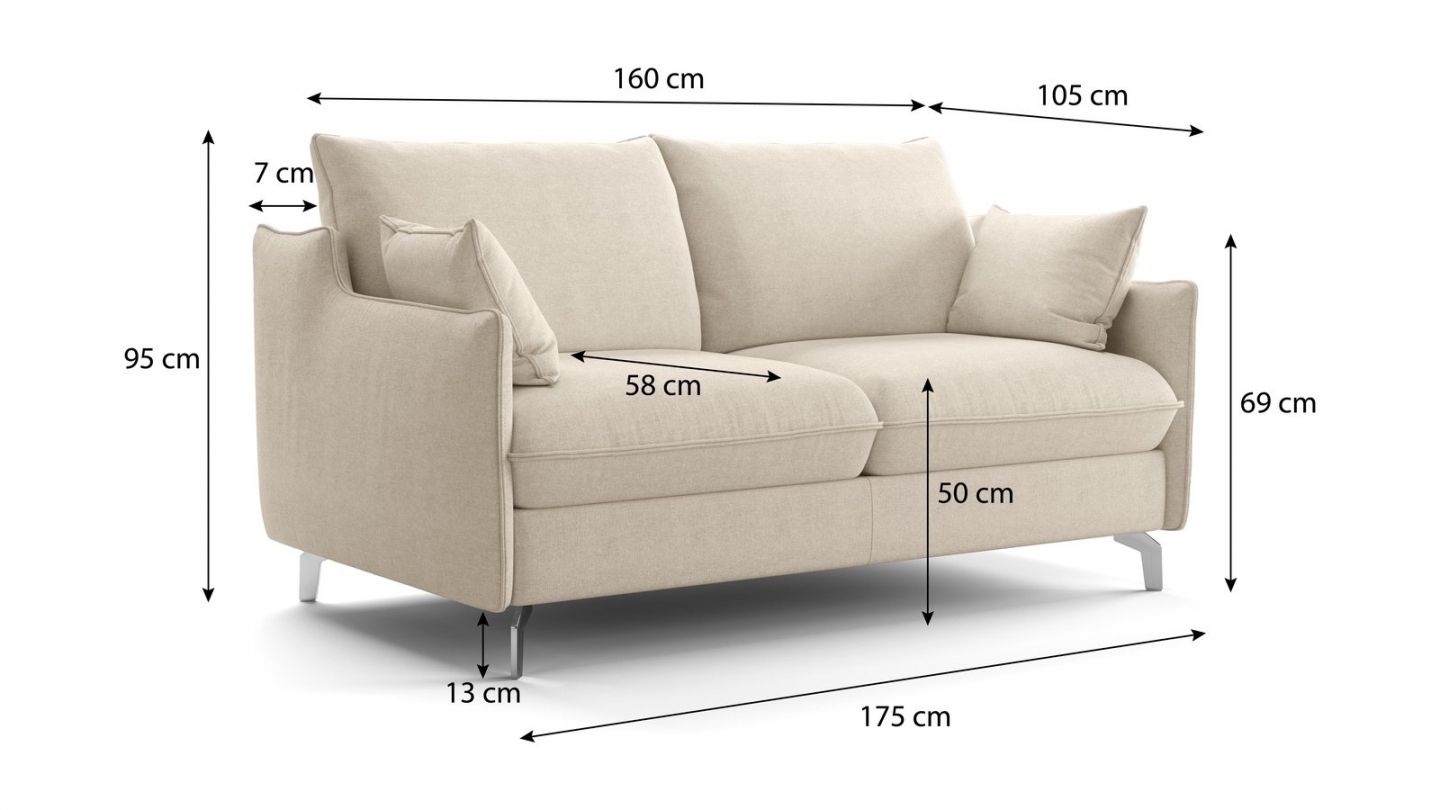 Canapé droit convertible 3 places en tissu chenille beige - ouverture express - Astoria Canapé droit convertible 3 places en tissu chenille beige - ouverture express - Astoria