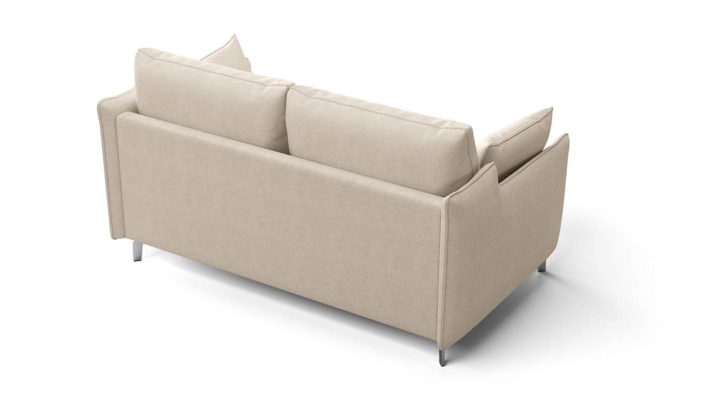 Canapé droit convertible 3 places en tissu chenille beige - ouverture express - Astoria Canapé droit convertible 3 places en tissu chenille beige - ouverture express - Astoria