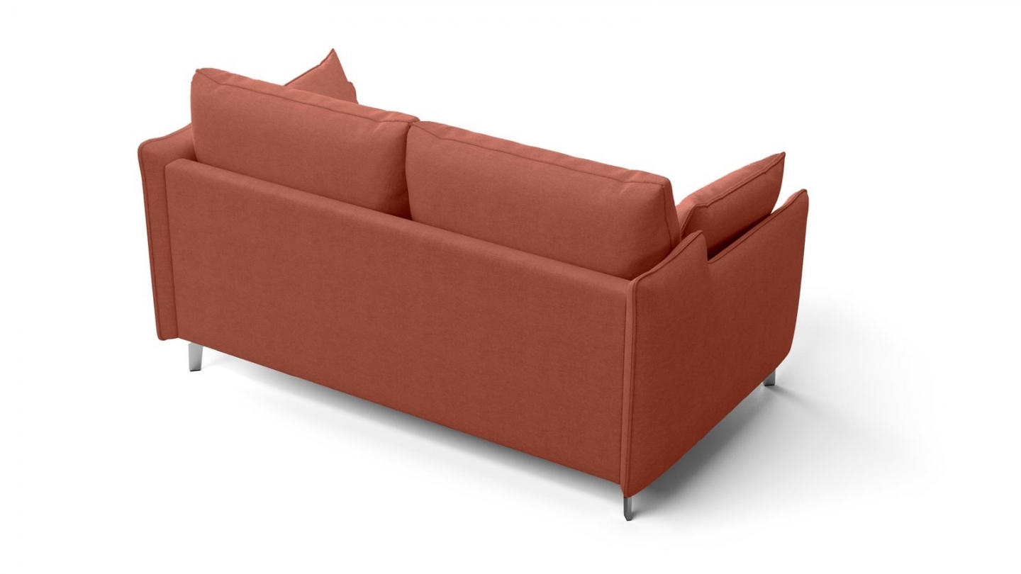 Canapé droit convertible 3 places en tissu chenille terracotta - ouverture express - Astoria Canapé droit convertible 3 places en tissu chenille terracotta - ouverture express - Astoria