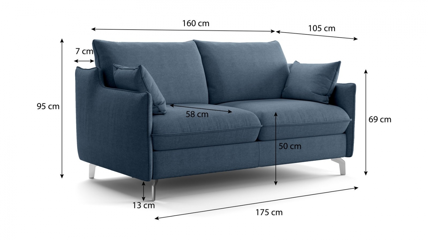Canapé droit convertible 3 places en tissu chenille bleu foncé - ouverture express - Astoria Canapé droit convertible 3 places en tissu chenille bleu foncé - ouverture express - Astoria