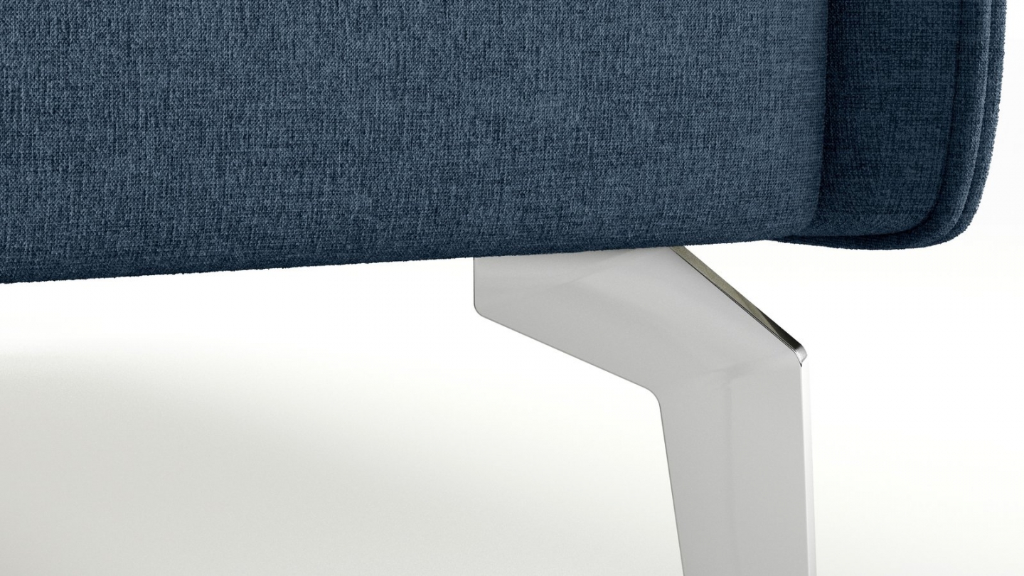 Canapé droit convertible 3 places en tissu chenille bleu foncé - ouverture express - Astoria Canapé droit convertible 3 places en tissu chenille bleu foncé - ouverture express - Astoria