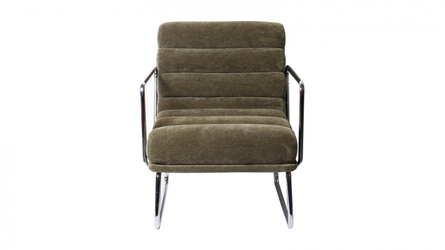 Fauteuil en tissu chenille vert kaki - Vania Fauteuil en tissu chenille vert kaki - Vania