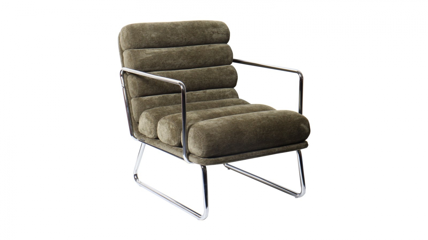 Fauteuil en tissu chenille vert kaki - Vania Fauteuil en tissu chenille vert kaki - Vania
