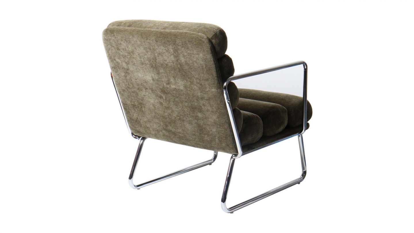 Fauteuil en tissu chenille vert kaki - Vania Fauteuil en tissu chenille vert kaki - Vania